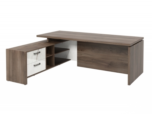 Стол с опорной тумбой FB-121L.GG Орех Пацифик Табак/Мрамор Леванто белый Стол с опорной тумбой FB-121L.GG Орех Пацифик Табак/Мрамор Леванто белый