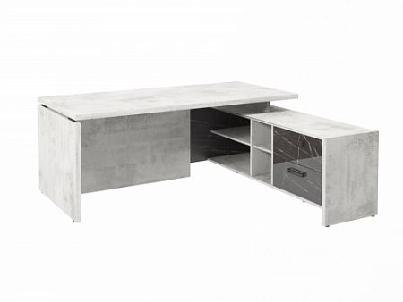 Стол с опорной тумбой FB-119R.GG Хромикс белый/Камень Пьетра Гриджиа черный