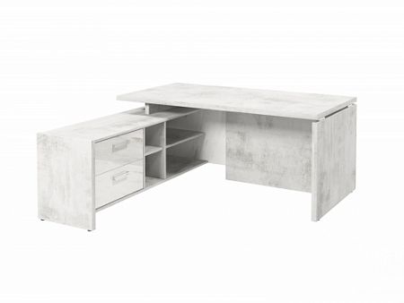 Стол с опорной тумбой FI-117L.GG Хромикс белый/Мрамор Леванто белый