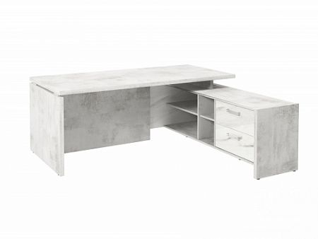 Стол с опорной тумбой FI-119R.GG Хромикс белый/Мрамор Леванто белый