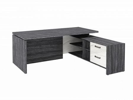 Стол с опорной тумбой FB-119R.GG Древесина Графит/Мрамор Леванто белый