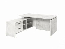 Стол с опорной тумбой FB-117L.GG Хромикс белый/Мрамор Леванто белый